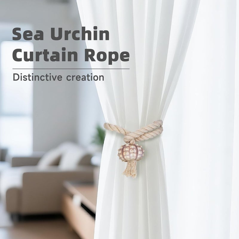 Xinally Hand Woven Curtain Tiebacks,2 PCS Sea Urchin Curtain Holdbacks, Mediterranean Style Curtains Ties for Indoor Outdoor Drapes Decorative (Sea Urchin) - Image 3